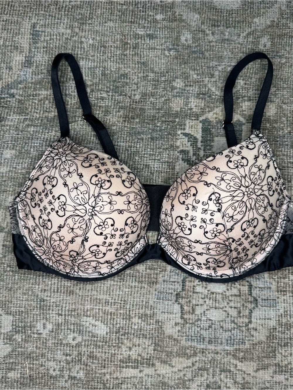 Victoria's Secret Women Bra 34B Beige Floral Very Sexy Push Up